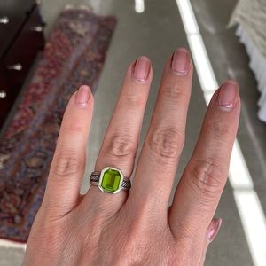 Green and silver ring